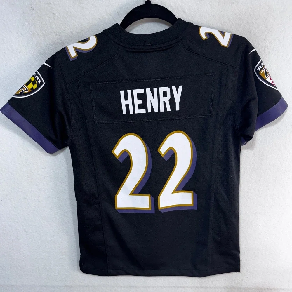 Youth NFL Nike Baltimore Ravens Derrick Henry #22 Jersey Kids S Black Football